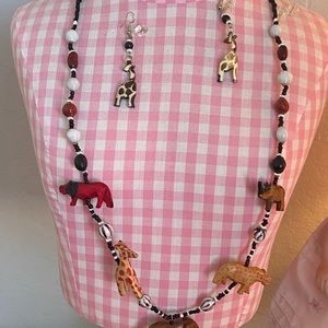 Gorgeous African necklace and matching giraffe earrings
